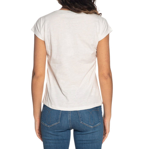 T-shirt Donna con fantasia farfalle Gesso YES ZEE- Francavilla Moda