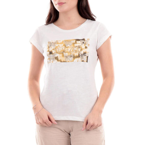 T-shirt Donna con stampa logata Gesso YES ZEE- Francavilla Moda