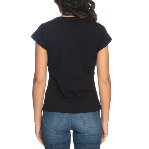 T-shirt Donna con stampa logata Nero YES ZEE- Francavilla Moda