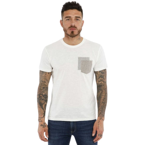 T-shirt Uomo con taschino sul petto Bianco YES ZEE- Francavilla Moda