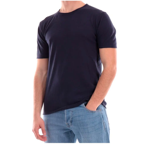 T-shirt Uomo girocollo a costine Blu Yes Zee- Francavilla Moda