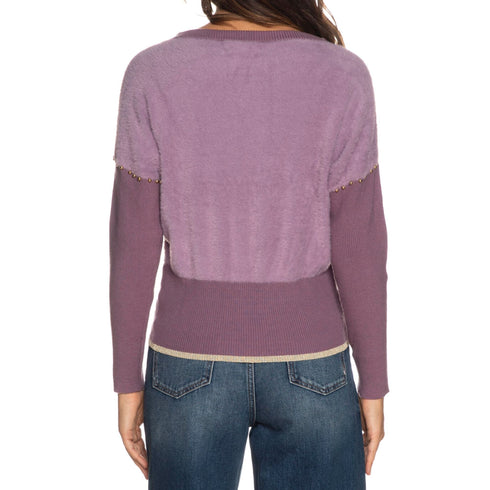 Maglia Donna a pipistrello con perle Lilla YESZEE- Francavilla Moda