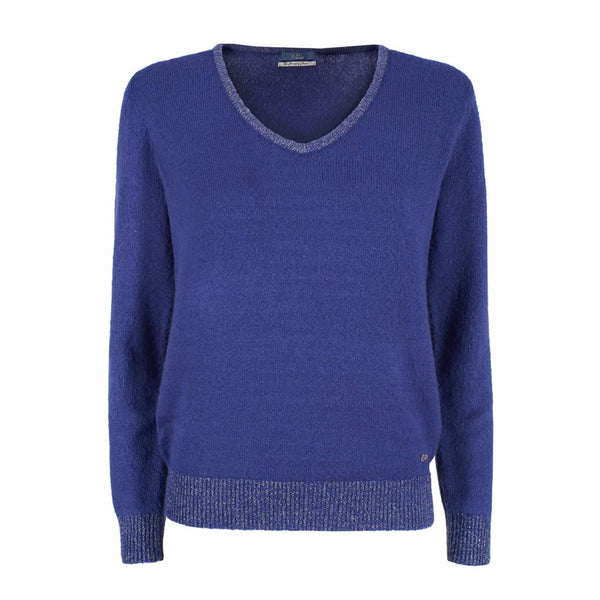 Maglia Donna scollo a V e bordi in lurex Bluette YESZEE- Francavilla Moda