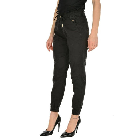Pantalone Donna in cotone con elastico alle caviglie Nero YESZEE- Francavilla Moda