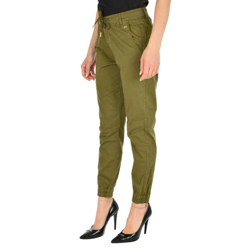 Pantalone Donna in cotone con elastico alle caviglie Verde YESZEE- Francavilla Moda