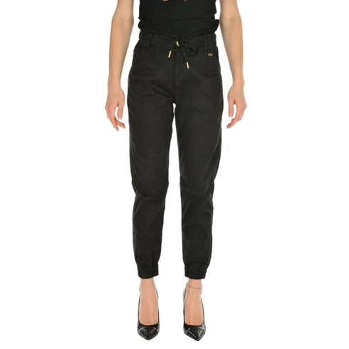 Pantalone Donna in cotone con elastico alle caviglie Nero YESZEE- Francavilla Moda