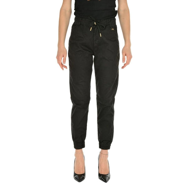 Pantalone Donna in cotone con elastico alle caviglie Nero YESZEE- Francavilla Moda