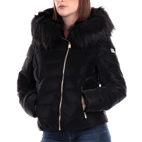 Piumino Donna con ecopelliccia e cappuccio estraibile Nero YESZEE- Francavilla Moda