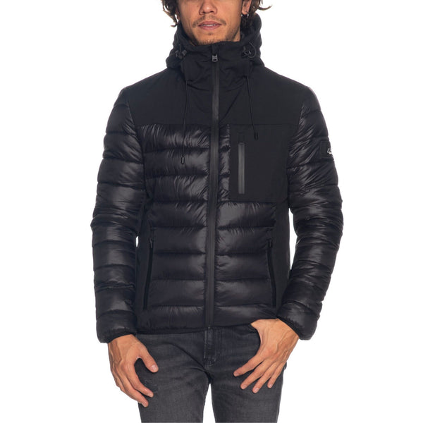 Piumino Uomo doppio tessuto con cappuccio Nero YESZEE- Francavilla Moda