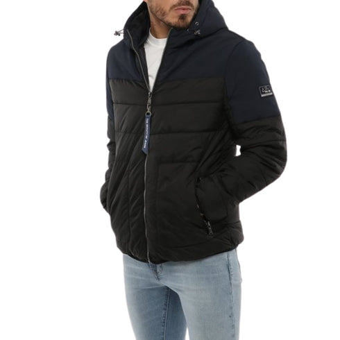 Piumino Uomo Down Tech bicolore e bitessuto Blu nero YESZEE- Francavilla Moda