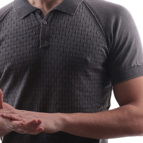 Polo Uomo modello Raglan in cotone Antracite YESZEE- Francavilla Moda