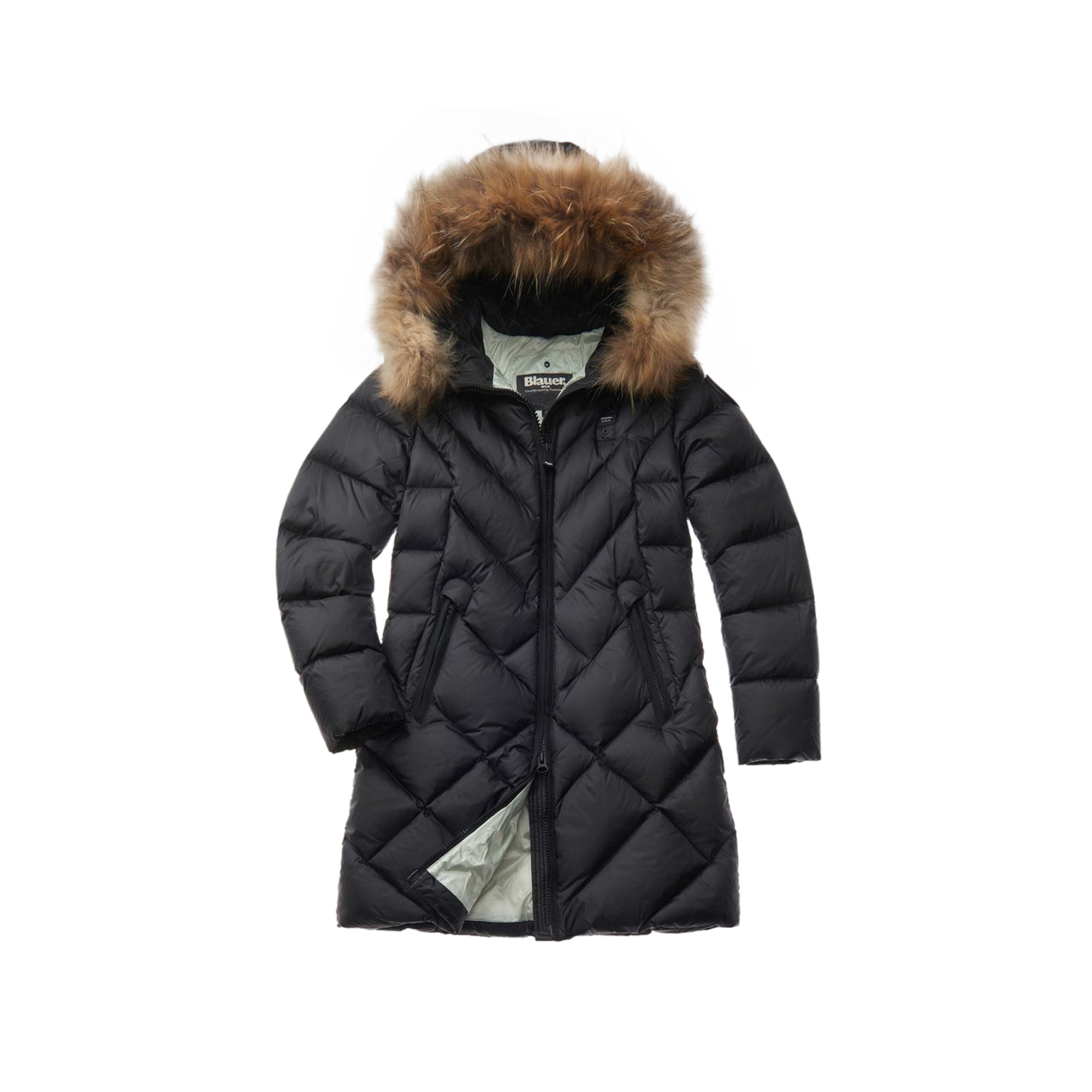 Althea Blauer Giubbino Lungo Giubbotto Donna Con Pelliccia Piumino