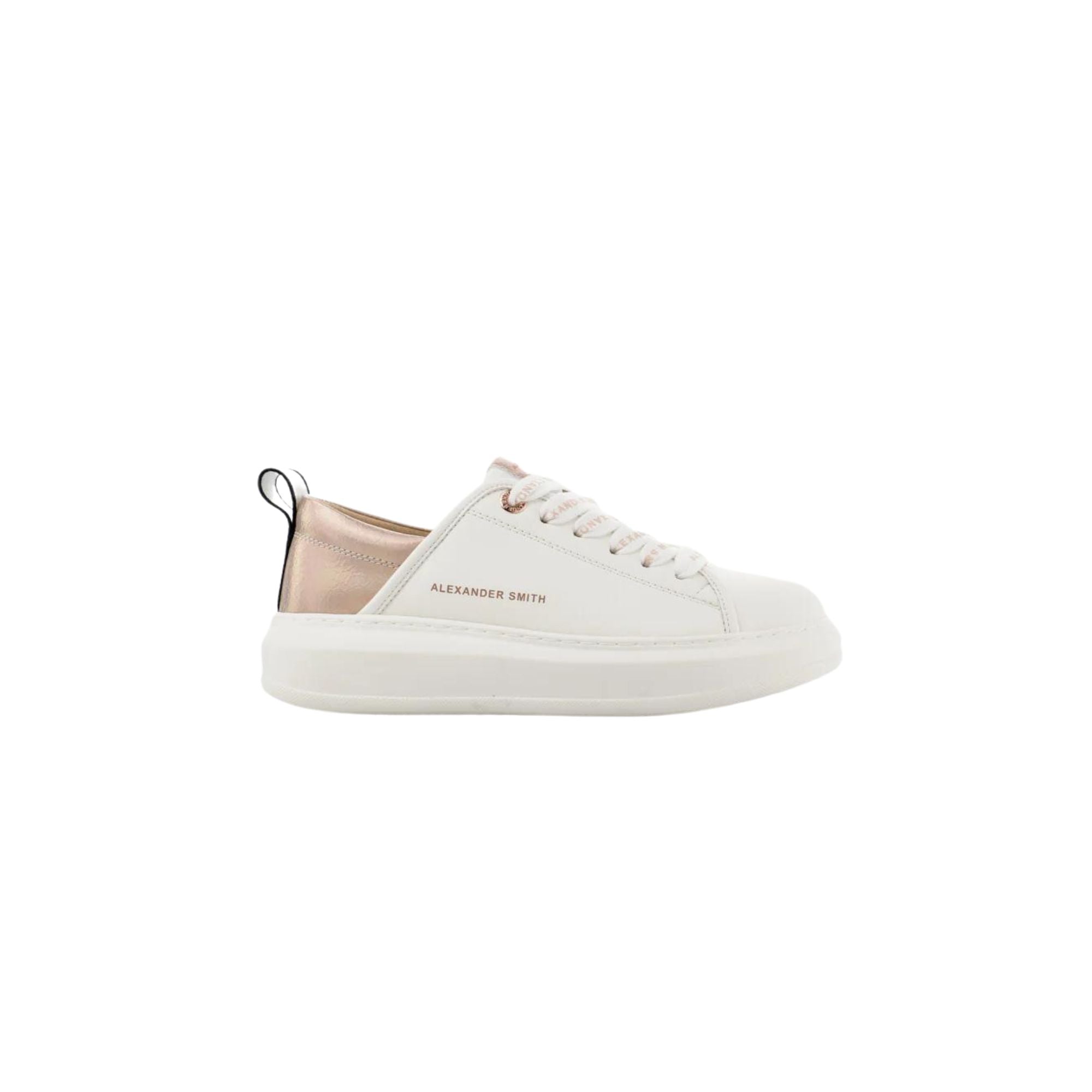 White and gold wedge sneakers Alexandra golden - KeeShoes